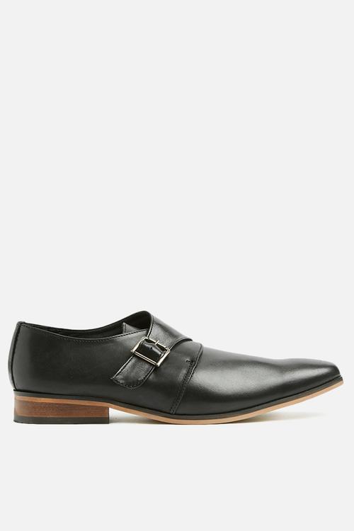 Single leather monk strap - black