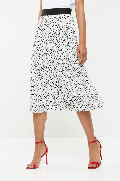 Pleated midi skirt - white & black 