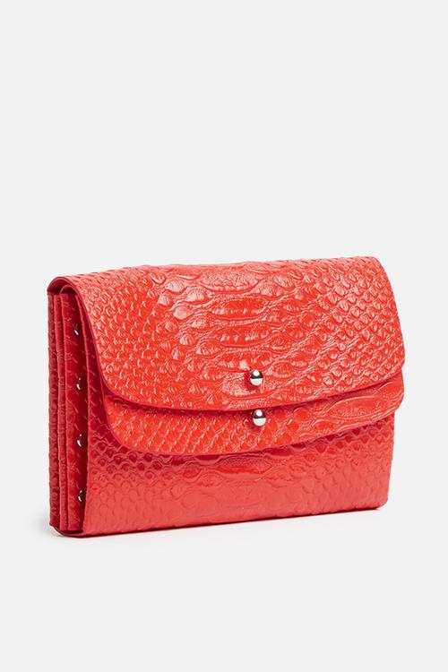 Multi layer faux leather waist bag - coral