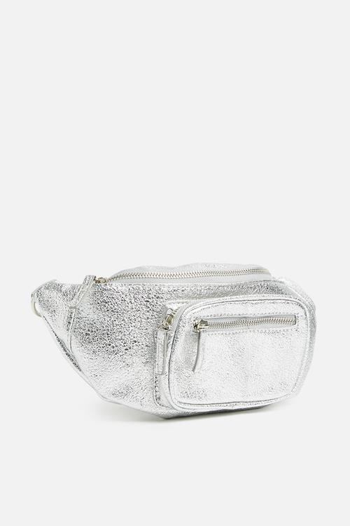 Chain faux leather waist bag - silver