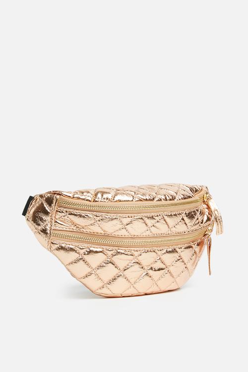 Quilted waist bag - rose gold