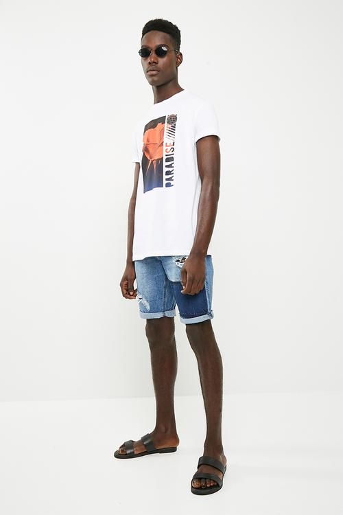 Graphic crew neck tee - white