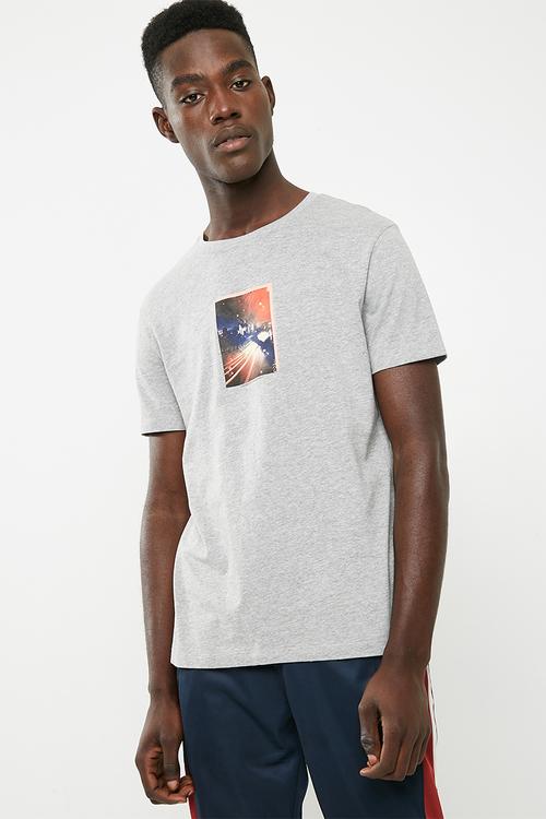 Graphic crew neck tee - grey