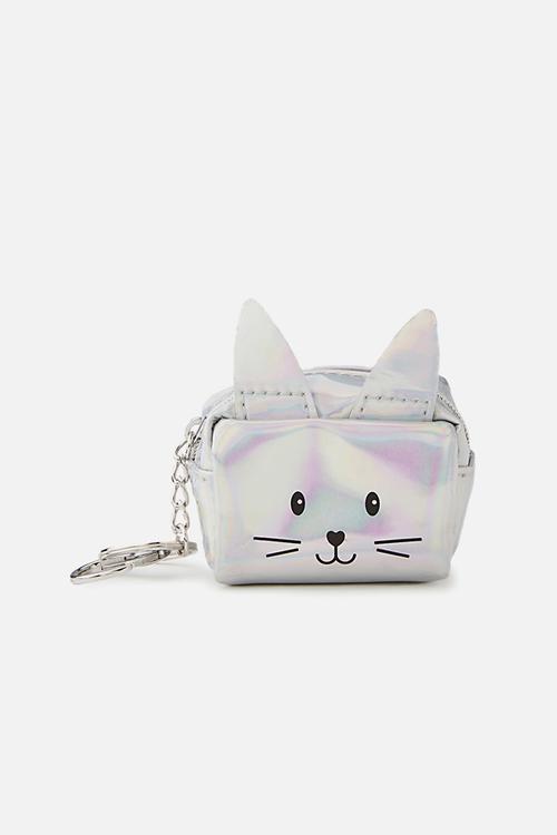 Novelty animal coin purse keyring - silver bunny 