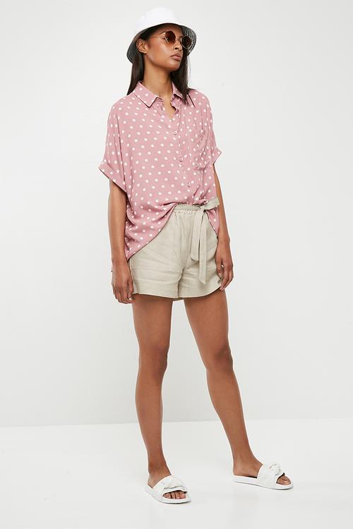 Drop shoulder boxy shirt - pink & white