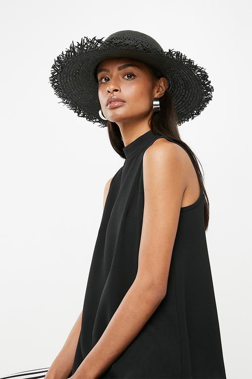 Straw sun hat - black