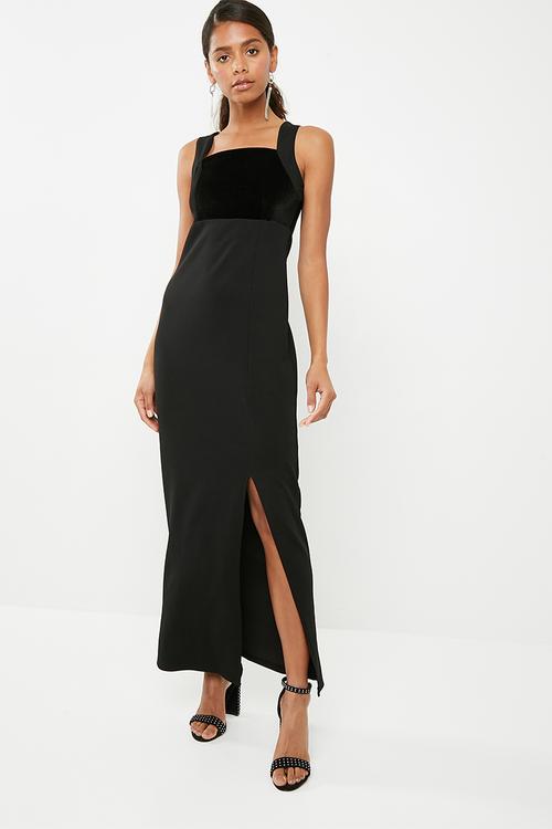 Scuba maxi with high slit - black 
