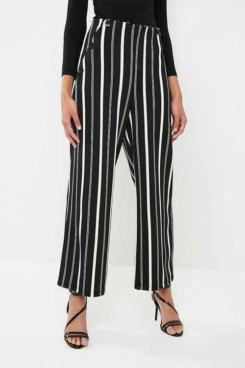 Knit sailor front culotte - black & white 