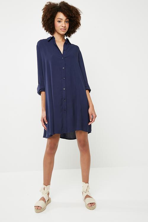 Button down shirt dress - navy 
