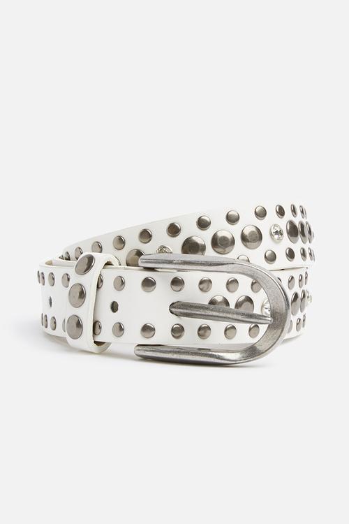 Thin metallic detail belt - white 