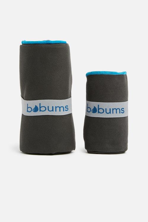 Yoga and gym towel set - gun metal & blue