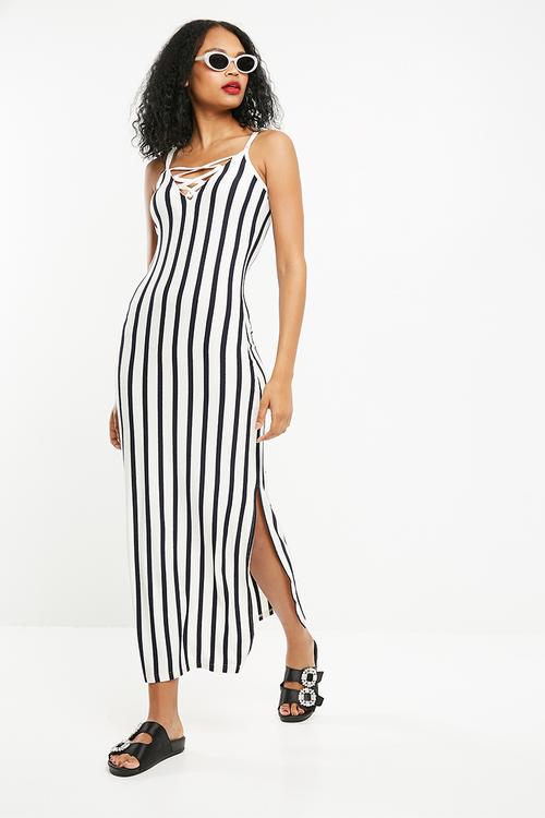 Cass maxi dress - white & navy