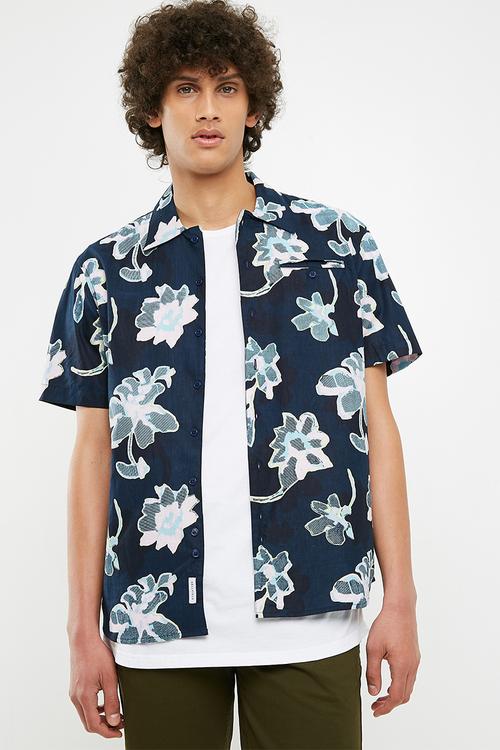 Hadrian printed short sleeve shirt shirt - navy 
