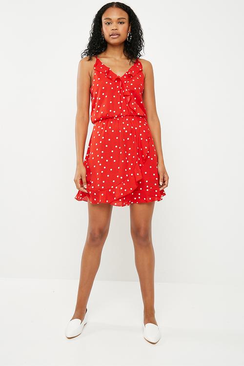 Rubbi wrap dress - red & white 