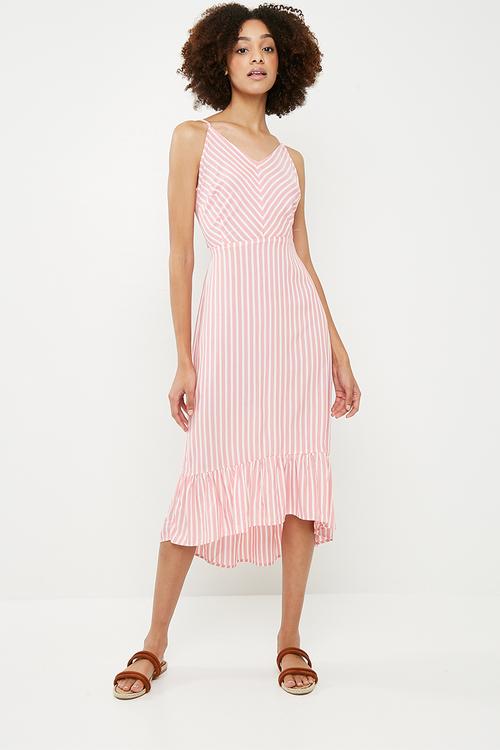 Sailor midi dress - pink & white
