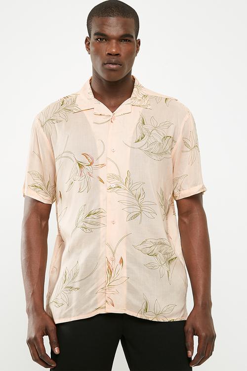 Venus printed short sleeve shirt - peach 