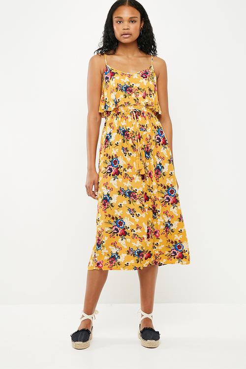 Macy midi tier dress - mustard 