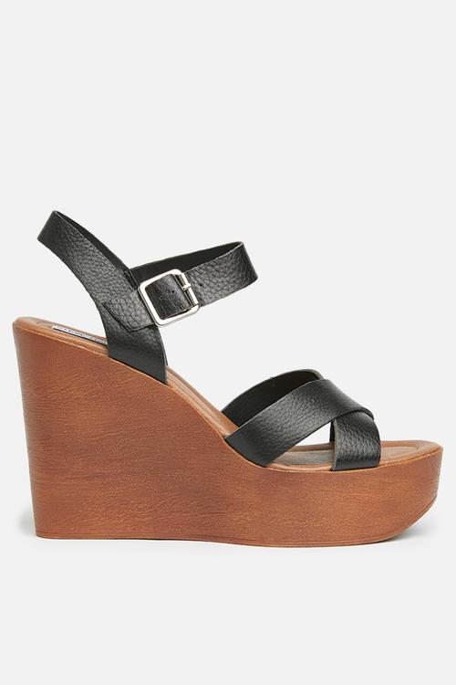 Piranna wedge - black leather