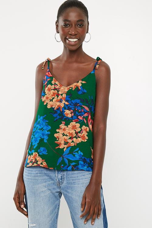 Tie shoulder cami top - multi