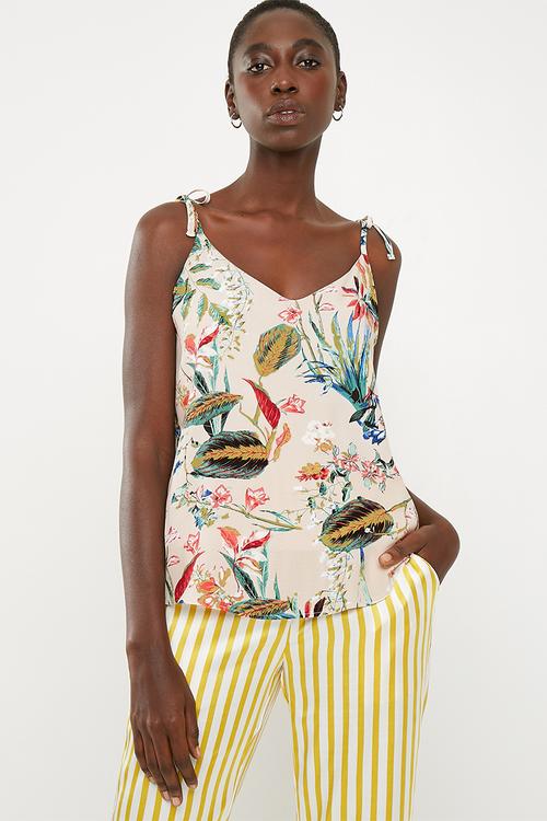 Tie shoulder cami top - multi