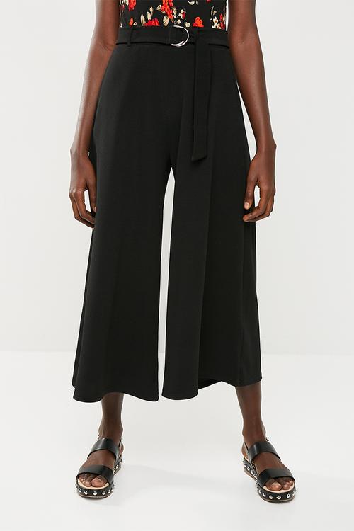 Wide leg knit culotte - black