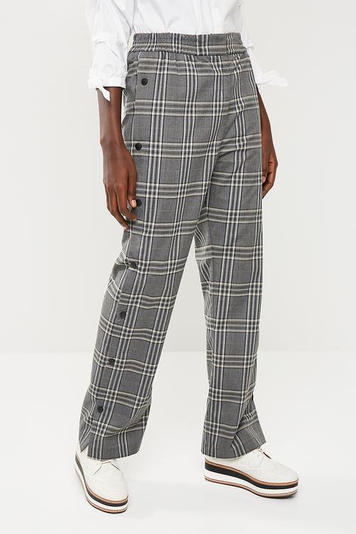 Long leg pant with popper detail - grey & black 