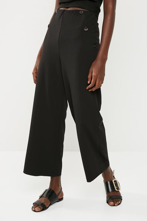 Knit sailor front culotte - black