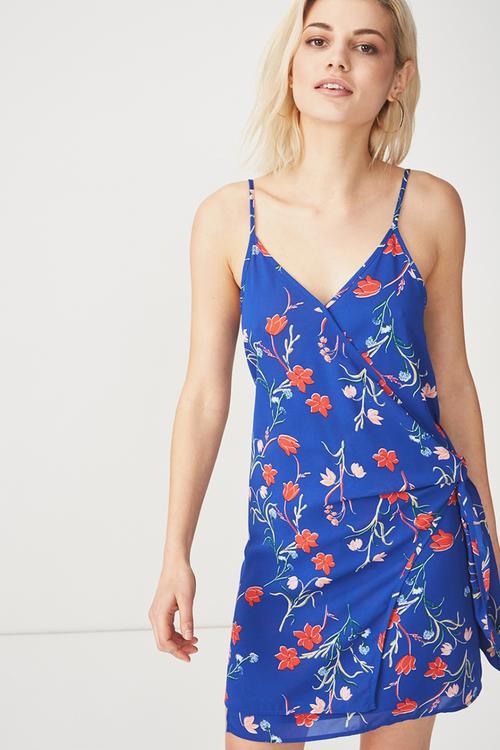 Woven summer Margot wrap slip dress - multi