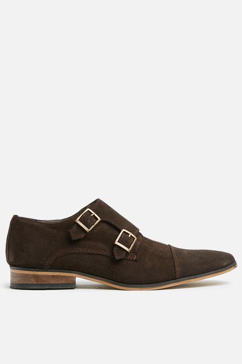 Carlo monk strap formal suede  - brown