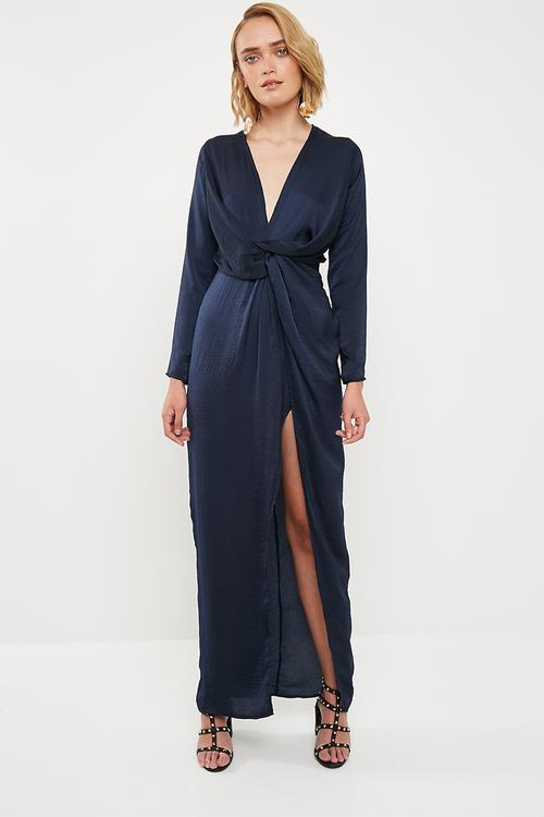 Wrap front maxi dress - navy