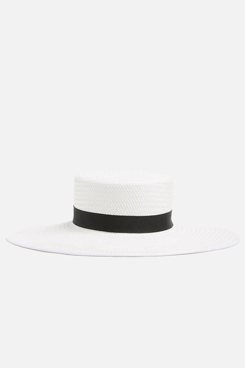 Bolero hat with long trim - white