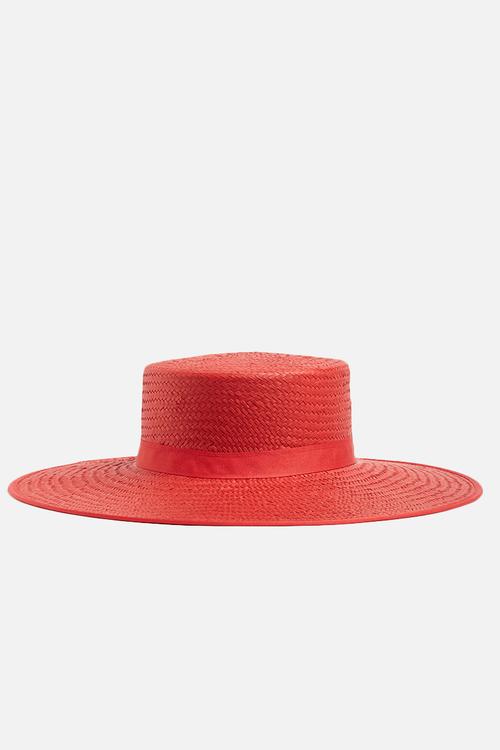 Bolero hat with long trim - red