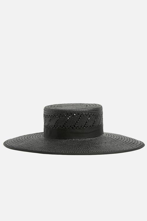 Bolero hat with long trim - black