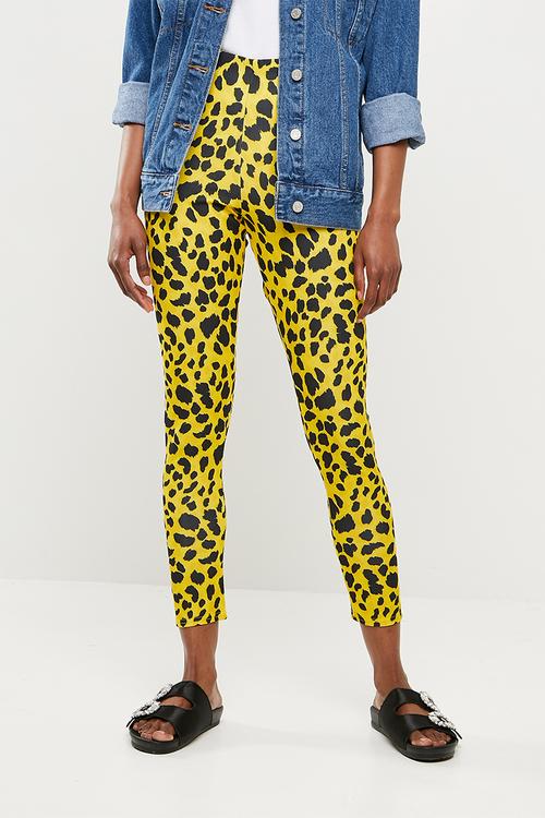 Leopard print cigarette trousers - yellow & black 