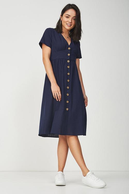 Woven summer  midi dress - navy