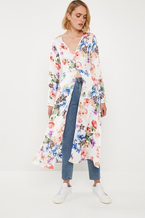 Slit detail maxi blouse - multi