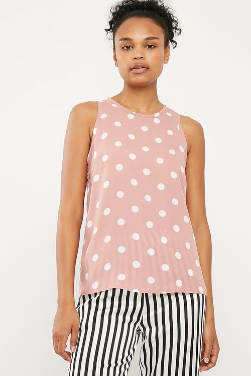 Woven scoop neck vest - Dusty pink 