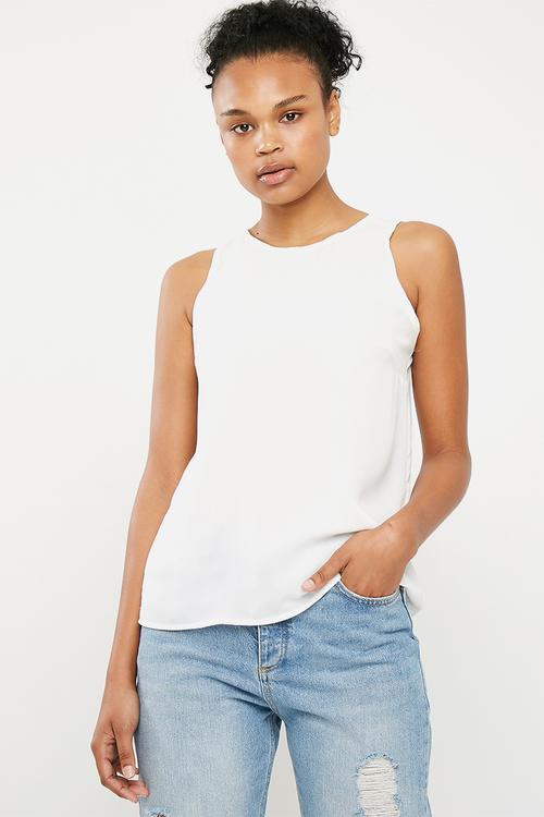 Woven scoop neck vest - white 