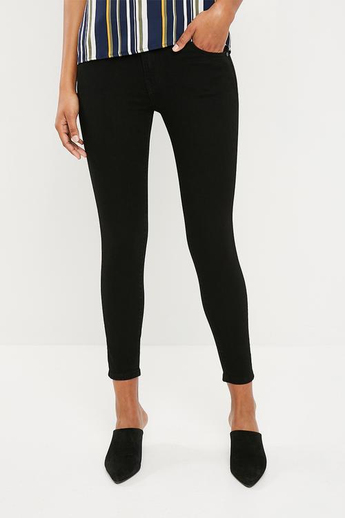 Mid grazer skinny jean - black