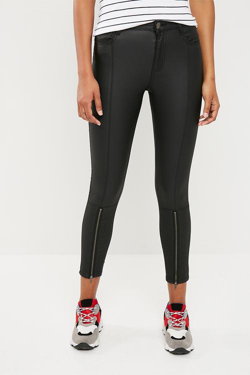 Mid rise grazer skinny jean - black