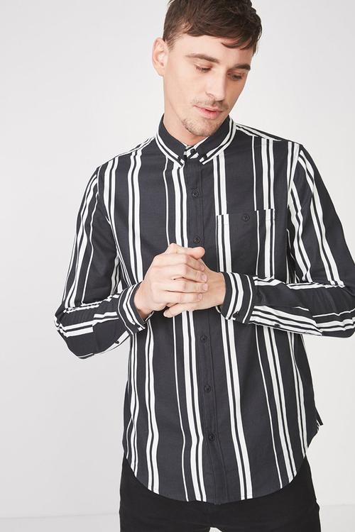 91 long sleeve shirt - black & white 