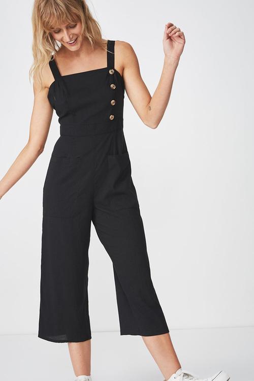 Woven Florence strappy jumpsuit - black