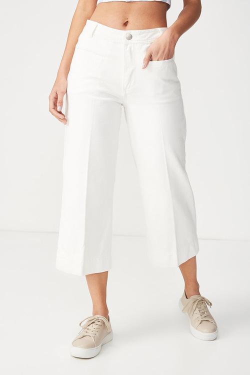 High rise wide leg crop jeans - white 