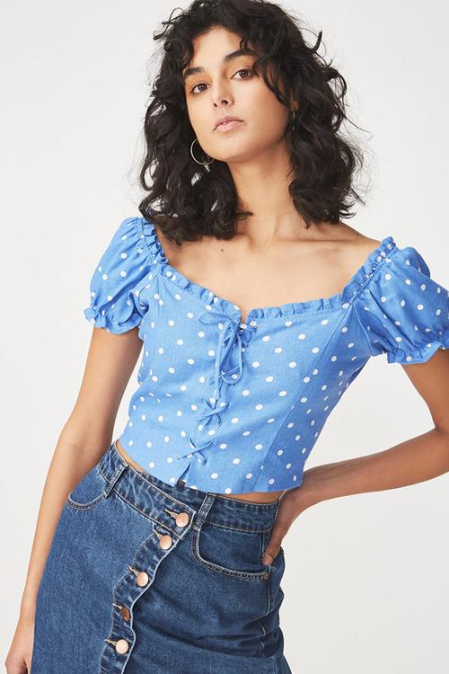 Cleo blouse - blue & white 
