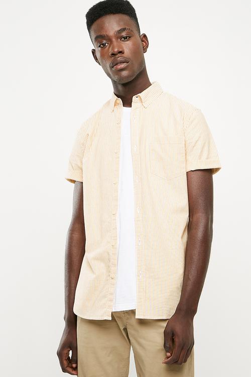 Muscle oxford stripe short sleeve shirt - yellow