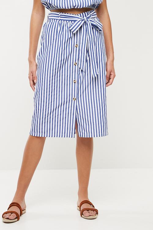 Paperbag pencil skirt - blue & white