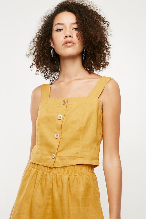 Button front cami - yellow