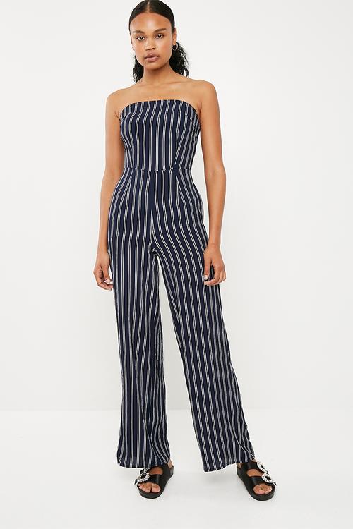 Tie back bandeau culotte jumpsuit - navy