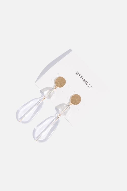 Gabriella resin earring - gold & clear