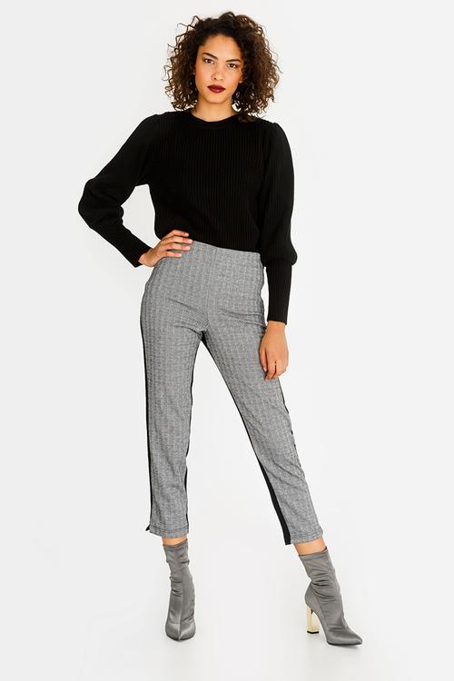 Check Contrast Pants Grey